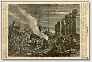  1873     "Harper Weekly".  : "Easter Island Stone Idols Festival Dancing Tatoos" (       ).