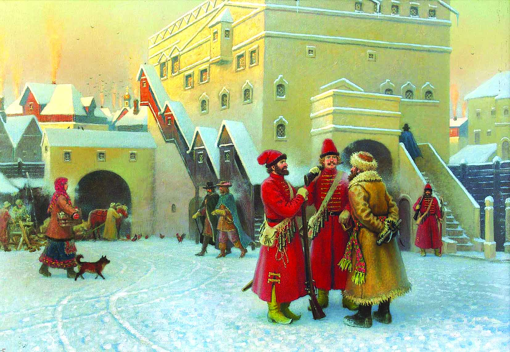 Пятнадцать россия. Посольский двор 17 века художник Ольшанский. Посольский двор в Москве 16 век.