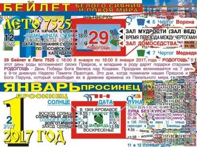 ОГНЕННЫЙ СВИТОК - Славяно-Арийский Ведический Календарь Коляды Дар на 7525 Лето и Российский Календарь c 1.09.2016 – 31.12.2017
